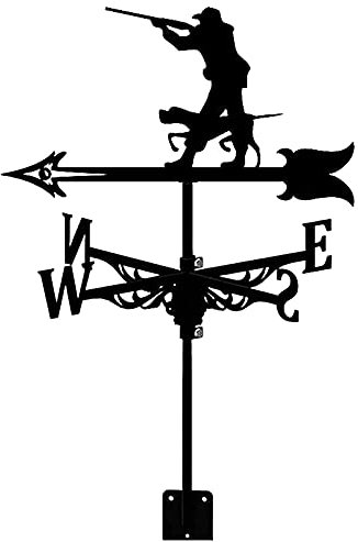 Windfahne, Bauernhaus-Wetterfahne, Metall, Jäger-Wetterfahne, Retro-Wetterhahn, Windrichtungsanzeiger den Außenbereich, Eisendach, Garten, Hofdekoration