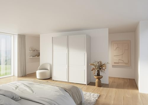 Rauch Möbel Ruja Schrank Kleiderschrank Schwebetürenschrank, Landhausstil, Alpinweiß, 2-türig, inkl. 2 Kleiderstangen, 2 Einlegeböden BxHxT 175x210x59 cm