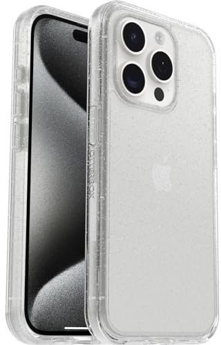 OtterBox Symmetry Clear Case for iPhone 15 Pro, Shockproof, Drop proof, Protective Thin Case, 3x Tested to Military Standard, Antimicrobial Protection, Stardust