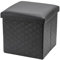 Baroni Home Faltbarer Sitzwürfel aus Kunstleder, Aufbewahrungsbox, gepolsterter Fußhocker mit Stauraum, Sitzhocker für Schlafzimmer und Wohnzimmer, 38x38x38 cm, Schwarz