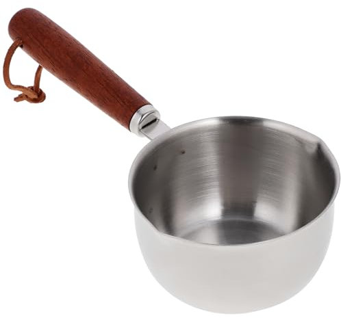 HEMOTON Edelstahl-Kochtopf Mit Ausguss 150 Ml Butterwärmer Pfanne Ramen-Suppentopf Milchkäse-Topf Zum Ausgießen Von Öl Pfannen Für Suppe Kaffee Schokoladensauce