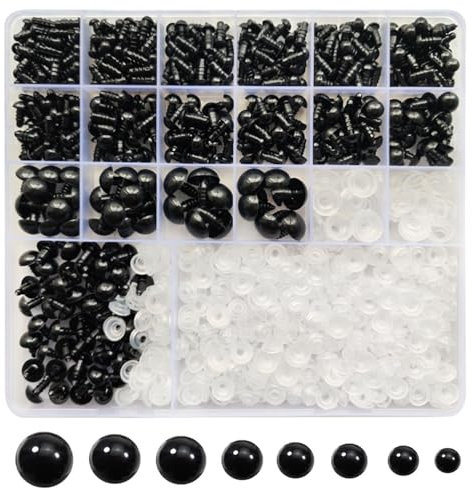 Gxadwzy 430 Stück Sicherheitsaugen für Häkeltiere 5-14mm Puppenaugen mit Unterlegscheiben für Plüschtier, Basteln, Häkelspielzeug