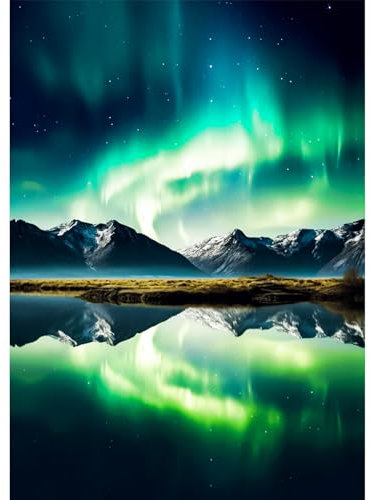 AIRDEA Nordlichter Schneeberg Diamond Painting Erwachsene, 5D Diamant Bilder, DIY Diamond Painting Set mit Zubehör für Home Wand Décor 30x40cm