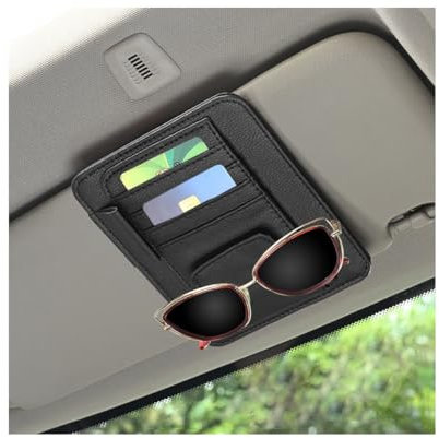 CGEAMDY Auto-Sonnenblende-Organizer, Kartenhalter Einstellbare Sonnenblende Organizer, Auto Multifunktionale Aufbewahrungstasche Für Sonnenbrillen, Bankkarten(Schwarz)
