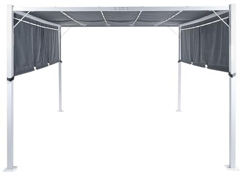 Garten Pergola grau 310x310 cm Sonnenschutz Metallrahmen LED Beleuchtung Parga