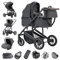 Gcarebb 3 in 1 Kinderwagen, Buggy Mit Auto Babyschale, Mit Höhenverstellbarer Kinderwagen Komplettset, KombiKinderwagen Mit Aluminiumrahmen für Neugeborene 0-4 Jahre