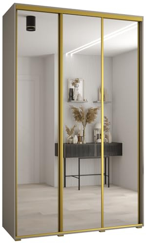 Kleiderschrank mit Spiegel Dakota 2 Garderobenschrank - Schrank Schlafzimmer - Mehrzweckschrank 2 Schiebetüren - Regalen - Flur Möbel - Kleiderstange Schrank - Allzweckschrank - closet - Gaderobe