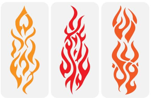 FINGERINSPIRE 3 Stück Feuer/Flammen Malschablonen 15x30 cm Dekorative Flammenmuster Zeichenvorlagen PET Feuer/Flammen Schablonen Zum Malen Ausgehöhlte Tägliche Themenvorlage Für Heimwerker