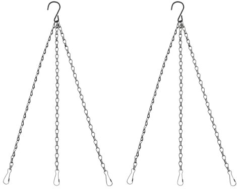 Giantree 2PCS 15.9 Inch Hanging Basket Chains, 3 Point Hanging Plant Chains with Hooks, Flower Pot Hanger Black Plant Stands for Hanging for Bird Feeders Flower Pots Lanterns Wind Chimes Ornaments