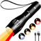 MODOAO 4 in 1 LED Torch, Rechargeable Red Yellow Amber White Light Flashlight, 4 Modes Photography Fill Light, Zoomable Waterproof Multicolor Flashlight for Fishing, Camping, Hiking, Daily Lighting