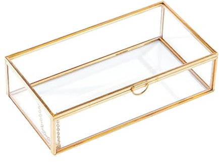 APLVFFZH Boîte à Bijoux en Verre, Support élégant pour Accessoires, Coffret de Rangement Moderne, Languette dorée