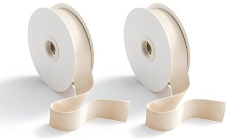 CHUQING Geschenkband Creme,Samtband Beige,Schleifenband Samt Dekoband Stoffband Samt Band, 25 mm x 9 m,2 Rollen,Beige Creme