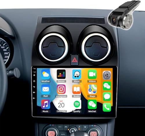 SIXWIN 2+32G Android 13 Radio Coche para Nissan Qashqai 1 J10 2006-2013 con Mirrorlink,9 Pulgadas Pantalla Táctil con Bluetooth/WiFi/GPS/FM/RDS/USB+DVR