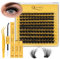 QUEWEL Cluster Lashes Kit D Curl DIY Lash Extensions Kit, 120 pcs Fluffy Cluster Lashes with Bond and Seal Lash Glue, Lash Applicator Easy to Use for Beginners at Home (3D-cloud A Kit-4)