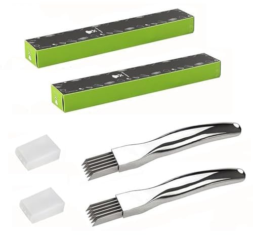 WADY 2 Stücke Gemüseschneider, Knoblauchschneider, Edelstahl Scallion Slicer, Food Speedy Chopper Zwiebelschneider Küchenwerkzeug, Shredder Messer Für Viele Gemüse