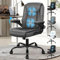 ELFORDSON Massage Home Office Chair, Mid-back Executive Work Chairs with 90° Flip-up Armrests, Adjustable Height, Swivel, Ergonomic Heavy-duty Desk Work Chair, PU Leather, Grey