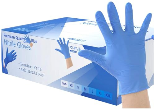 1000 x Small Blue Nitrile Examination Gloves – Disposable, Powder-Free, Latex-Free – Strong, Durable & Tear-Resistant –Medical, Care, Food, Mechanical/Industrial, Hair & Beauty, Janitorial (S, 1000)