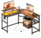Mondeer L Shaped Gaming Desk with LED Lights, 130 x 130 cm Reversible Corner Desk with USB Charging Port & Power Outlet Monitor Stand, for Home Office Bedroom, Rustic Brown