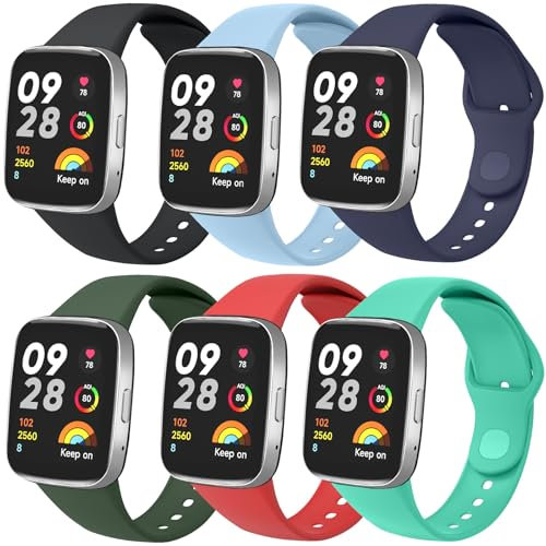 Wanme Cinturino Per Redmi Watch 3 Active/Lite, 6 Pezzi Cinturini Silicone Morbido Braccialetto Per Redmi Watch 3 Lite/ACTIVE