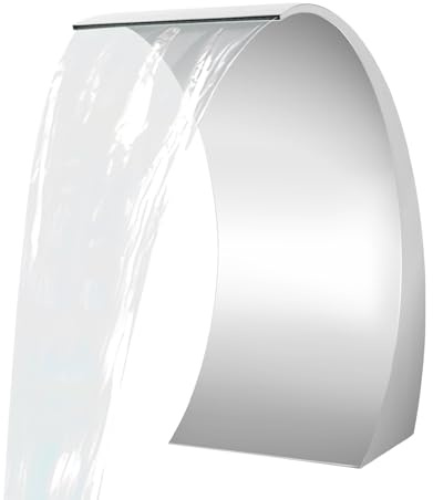 MEELRYD Cascade Spillway Fontaine en acier inoxydable pour bassin de jardin, piscine, 30 x 60 cm, argent
