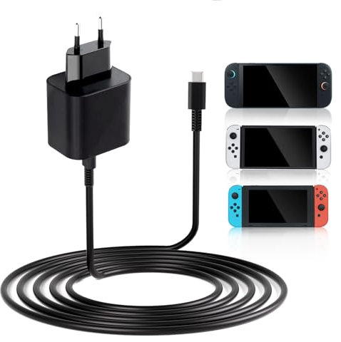 Tolesum Adaptateur Secteur pour Switch 2 / OLED/Lite Console, 1.5m Chargeur Switch Support Dock TV Switch, Steam Deck Dock et Manettes Switch Pro, 60W Rapide USB Type C, EU Plug