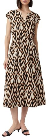 Comma Ausgestelltes Midikleid mit Animal-Print und V-Ausschnitt