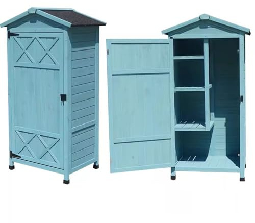 Gartengerätehaus Wasserdichter Und Sonnengeschützter Gartenschrank Gartenhaus Aus Holz Für Den Balkon(Blau)