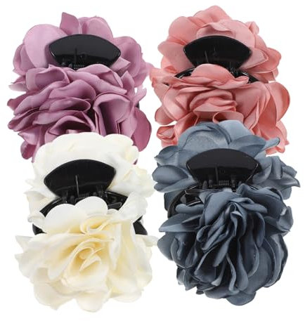 SHERCHPRY 4 Piezas Ganchos para Cabello de Mujer con Diseño de Rosa de Tela Clips de Gran para Bodas y Fiestas Accesorios para Cabello