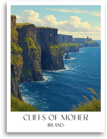 favplace Poster mit Städtemotiv Cliffs of Moher Irland Premium Kunstdruck - Stadtposter bzw. Reiseposter DIN A4 bis A1 - Leinwand Städtposter - Wandbild A3
