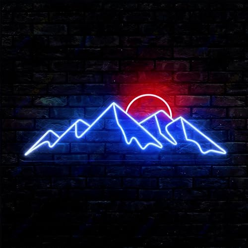 HFHungkeong LED Mountains Sonnenaufgang Sonnenuntergang Wave Neon Signs Dimmbare Neon Schild 5V USB Stromversorgung Wanddekoration Lampe für Zuhause,Studentenwohnheim,Salon,Bar,Party Geschenk
