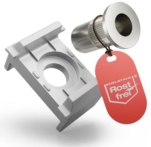 Qualinos 200x Doppelstabmattenzaun Befestigung Silber (9006) - Klemmbock & V2A Nietmutter - Profi Stabmattenzaun Zubehör für 40mm Pfosten - Ohne Schraube & Platte (Ersatzteil oder Abstufung)