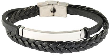 Akzent Armband Herren - Premium Armband Herren in Schwarz aus Kunstleder, 100% Wasserfest & Hautverträglich