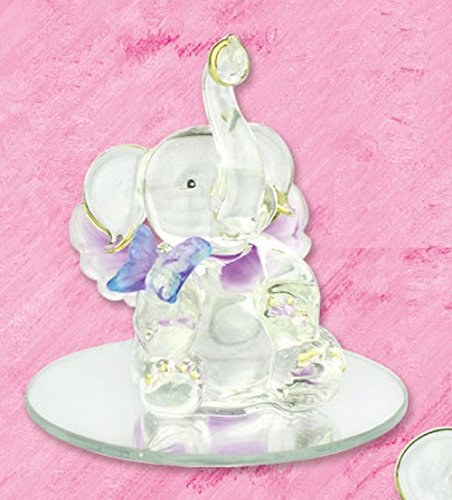 Parmy Troncos de cristal soplado a mano, diseño de elefante, ángel del tesoro, dorado con mariposa, en caja