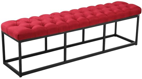 CLP Sitzbank Amun I Mit Stoff-Bezug I Mit Schwarzem Metallgestell, Farbe:rot, Größe:150 cm