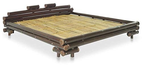 vidaXL Bambusbett 160x200cm Dunkelbraun Bett Futonbett Doppelbett Holzbett