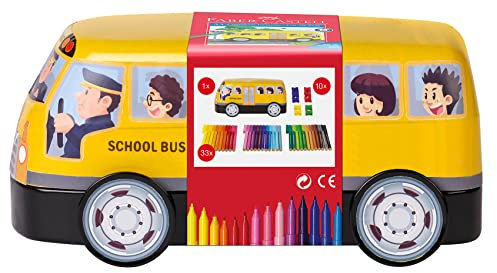 FABER-CASTELL 155532 - Filzstifte Connector, Metallbox Bus mit 33 Stiften