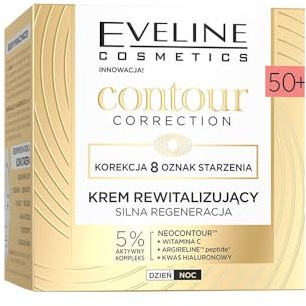 Eveline Cosmetics Contour Correction Anti-Age-Creme 50+ mit NeoContour-Technologie, Peptide, Vitamin C & Hyaluronsäure - Tages- & Nachtpflege für reife Haut