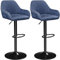 Yaheetech Bar Stools Set of 2, Height Adjustable Swivel Breakfast Barstools, PU Leather Upholstered Bar Chair with Backrest, Armrests and Footrest for Home Kitchen, Blue