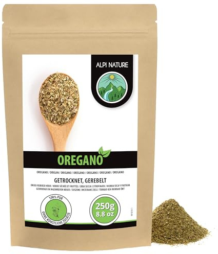 Alpi Nature Origan Séché 250g, Herbe d'Origan Frottée pour la Cuisine, les Pâtes et la Pizza