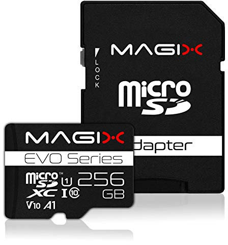 Magix Scheda MicroSD 256GB EVO Series, Class10 V10 U1, Velocità di lettura fino a 80 MB/s (Adattatore SD incluso)