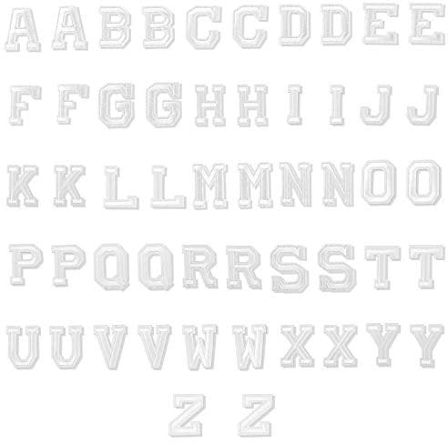 LUTER 52 Stück Bügelbilder auf Buchstaben, Patches, Alphabet, zum Aufnähen auf Applikationen, mit dekorativen Reparaturflicken, Buchstaben A-Z, bestickt, für Hüte, Schuhe, Taschen (weiß)