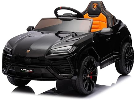 Macchina Elettrica per Bambini Lamborghini Urus 12v Full Optional con Sedile in Pelle e Tappetini Auto Elettrica per Bambini con Telecomando Nero