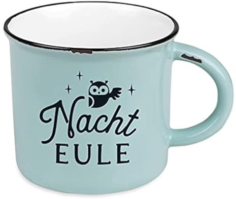 Grafik-Werkstatt Taza de café vintage | Taza de cerámica para regalar | 400 ml | búho nocturno 61552, verde