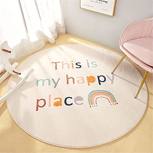 SWECOMZE Regenbogen Teppiche Kinderteppiche Flauschige Runden Groß Schutzmatten Kindermatte fürs Babyzimmer Kleinkinderzimmer Wohnzimmer (A,80 * 80cm)