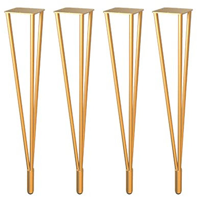 HWZP026 4 Stück DIY-Möbel Metall-Tischbeine,Moderne Möbelbeine für Schrank, Kleiderschrank, TV-Schränke, Nachttisch Mit Schrauben und Schutzfüßen (80cm/31.49in,Gold)