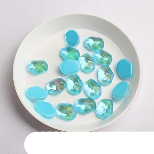 Serie Water Ripple Stone Flache Rückseite 8x10mm Nail Art Strasssteine 30/100 Stück Für 3D Glas Kristall Nägel Dekorationen-Lake Blue,8X10MM,30Pcs