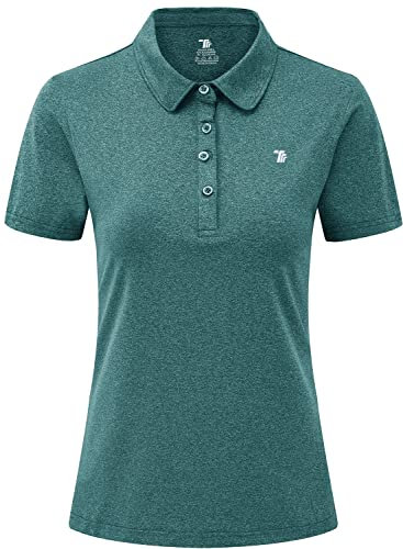 YSENTO Damen Golf Poloshirt Kurzarm Sport T-Shirt Schnelltrocknend Atmungsaktiv Tennis Lady-Fit Polohemd(Denim Blue,L)