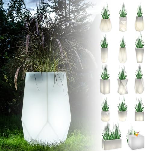 Monumo®️ Leuchtender Blumentopf Groß 71 cm x 46 cm x 46 cm | geeignet für Haus, Büro, Garten, Patio, Hotel, Restaurant, Balkon und Terrasse, gemütliche Innenlampe, moderner Gartentopf (Bari)