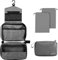 Larkumio Trousse de Toilette Homme Femme Voyage, Trousses Toilette Grande Capacité à Suspendre avec Crochet et Poignée, 1 Trousse de Toilette + 2 Sac à Cordon, Gris