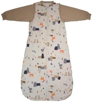 Schlummersack Schlafsack Ganzjährig 110 cm Bergtiere | Babyschlafsack Mit Ärmel Abnehmbar 2.5 Tog | Ganzjahres Schlafsack Baumwolle